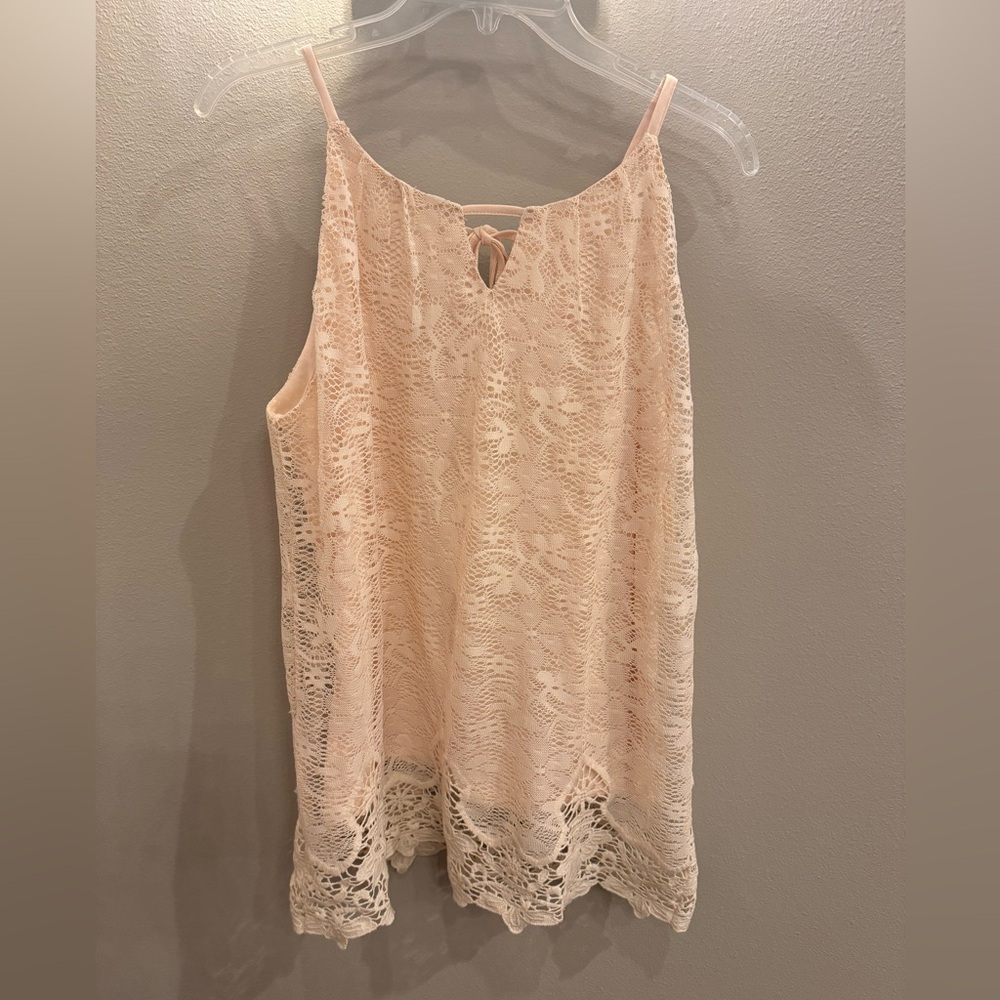 Venus lace cream colored tank top with cream colored lining